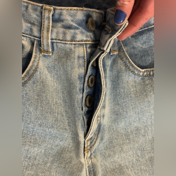 John Galt Brandy Melville High Waist Straight Leg Ankle Cutoff Jeans Button Fly - Picture 2 of 4